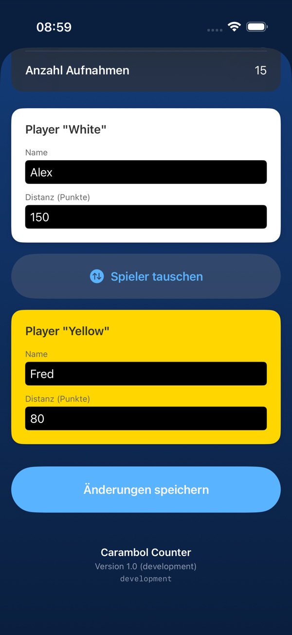 CarambolCounter Settings